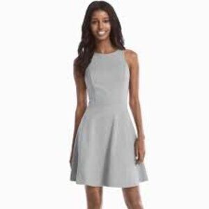 White House Black Market Gray Sleeveless Ponte Fit-And-Flare‎ Dress Sz 12